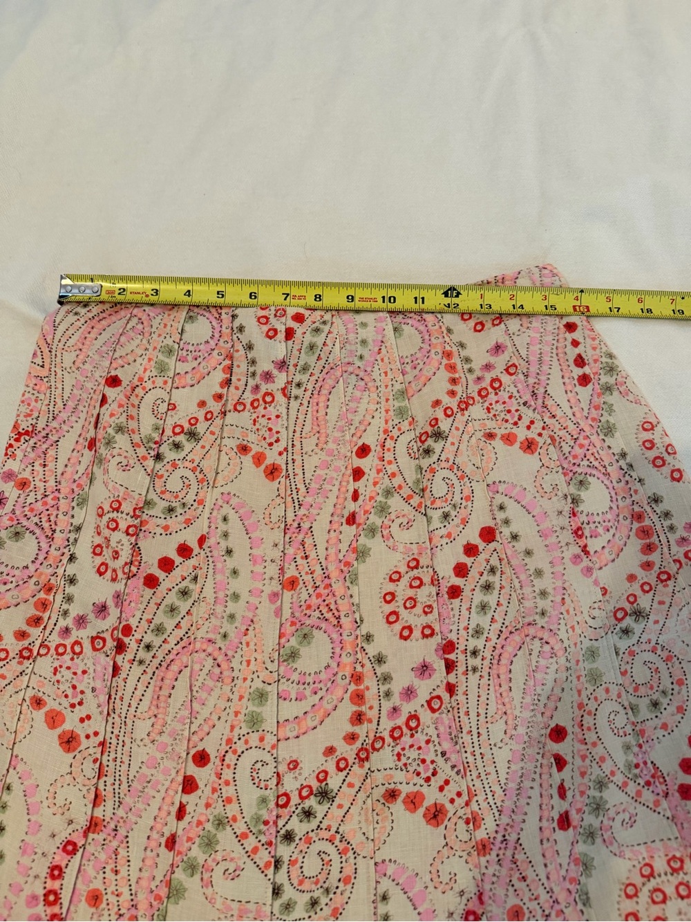 Relativity 100% Linen Paisley A-Line Midi Skirt Pink Size 10 - Picture 5 of 6